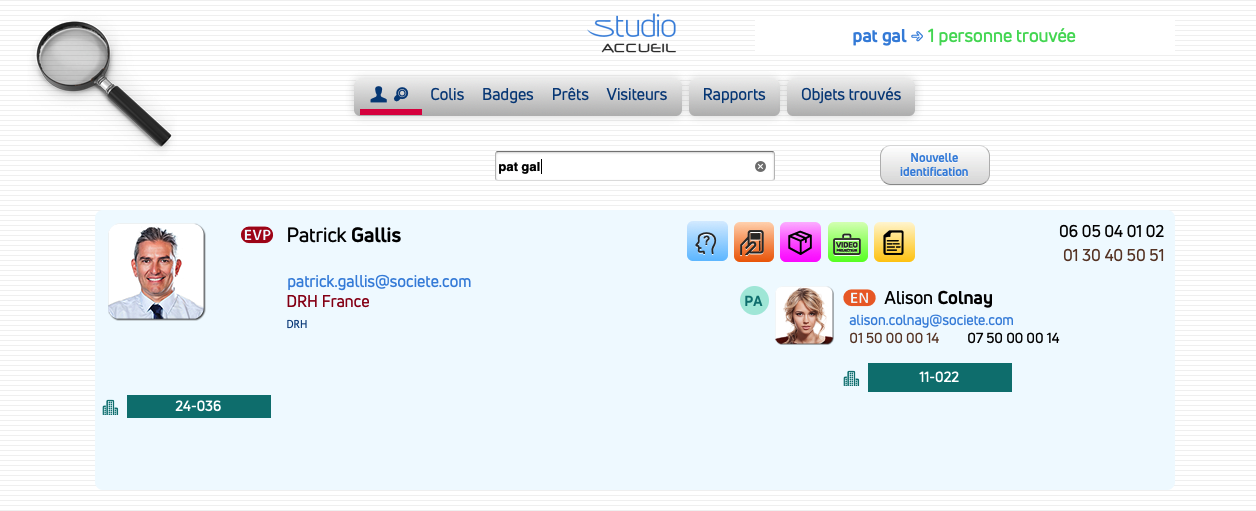 Studio Accueil: Temporary badge Management - Search mode